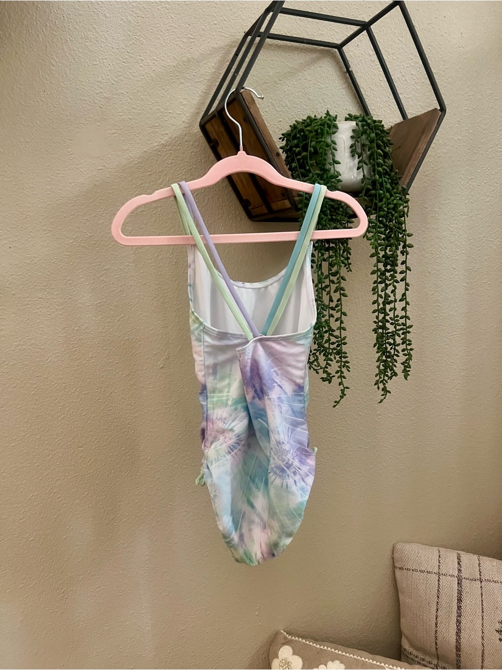 Disney Kids One Piece Swimsuit Pastel Tie-Dye with Green Baby Yoda - Picture 10 of 13